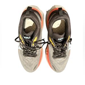 Hoka One Bondi 8 Athletic Running Sneakers Gray Orange 11